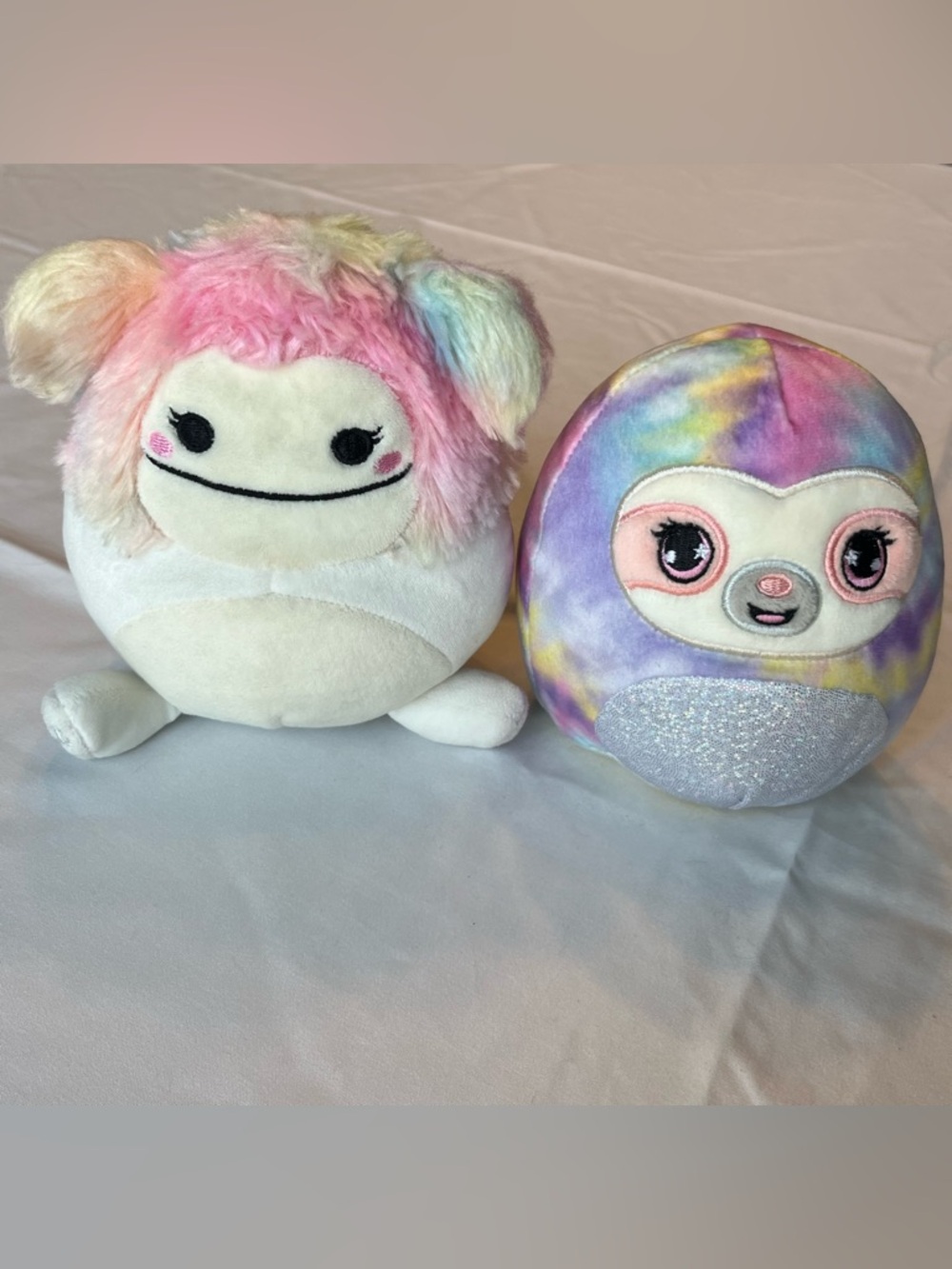 Squishmallow Bigfoot Zaylee + Sloth Adderley Pastel Bundle 5 inch
